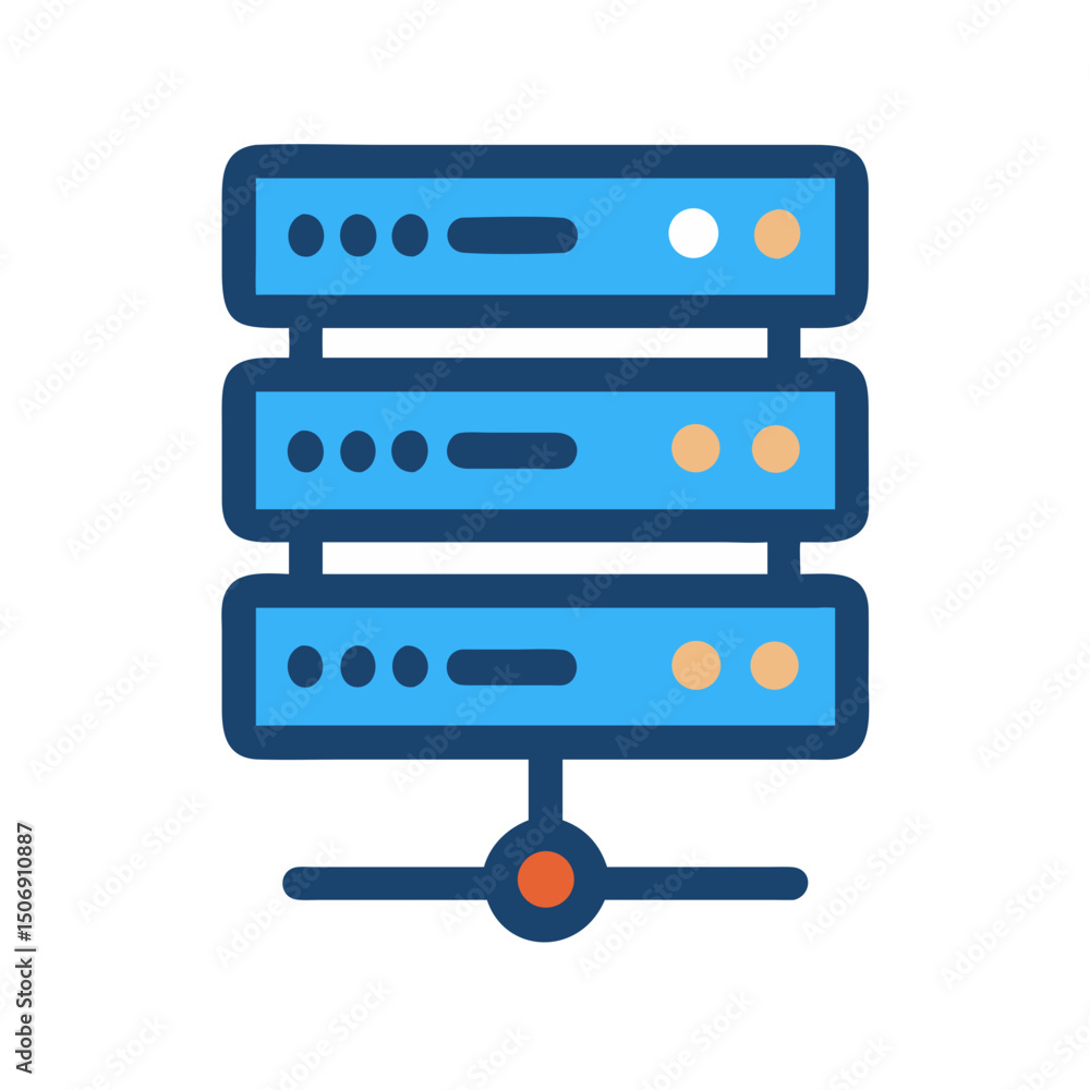 Aufkleber stylized data server stack with lights on a white background
