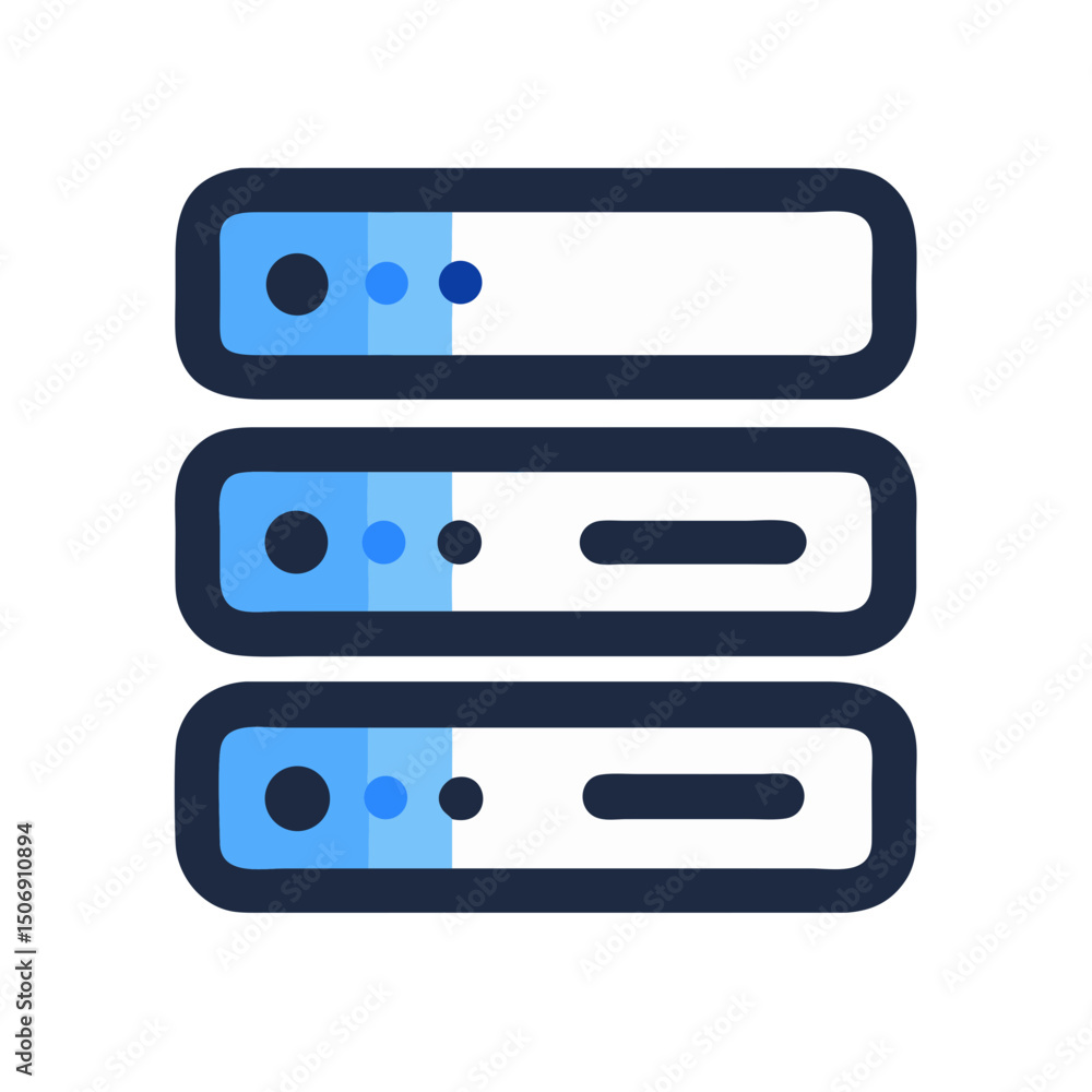 Poster stacked server rack icon representing data storage and networks
