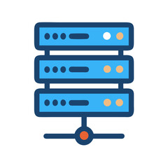 Stylized data server stack with lights on a White Background