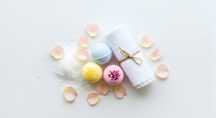 Relaxing Bath Bombs Spa Day Essentials Aromatic Bath Salts Soft Towel
