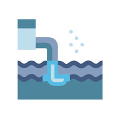 Stylized diagram of water filtration system with bubbles
