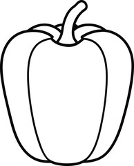 Stuffed Bell Pepper Vector Line Art for Healthy Meal Menus and Vegetarian Dish Design