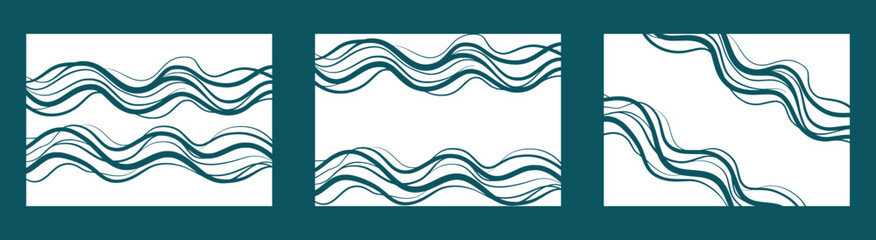 Greenish blue wave art patterns 