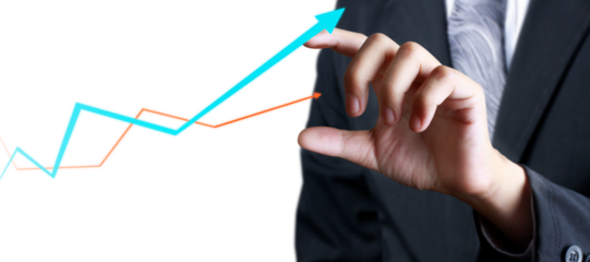 Business growth strategy office setting infographic professional environment close-up view data analysis trends