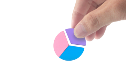 Analyzing data insights with a colorful pie chart digital workspace graphic design minimalist environment close-up view