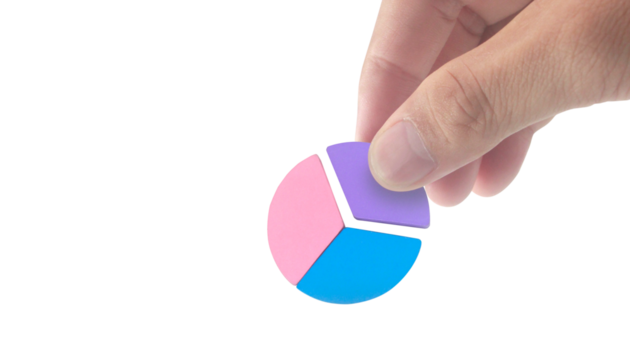 Analyzing data insights with a colorful pie chart digital workspace graphic design minimalist environment close-up view