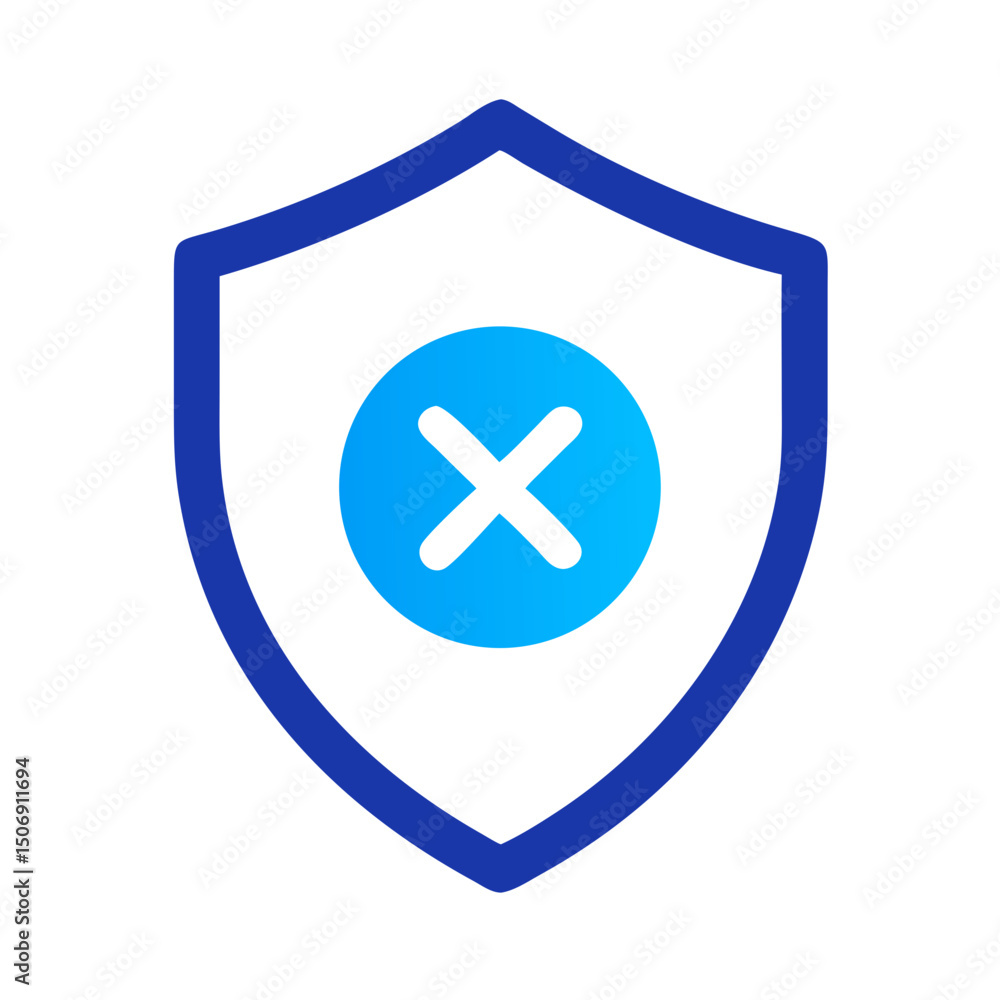 Poster protection shield with cross symbolizing security error or invalidation