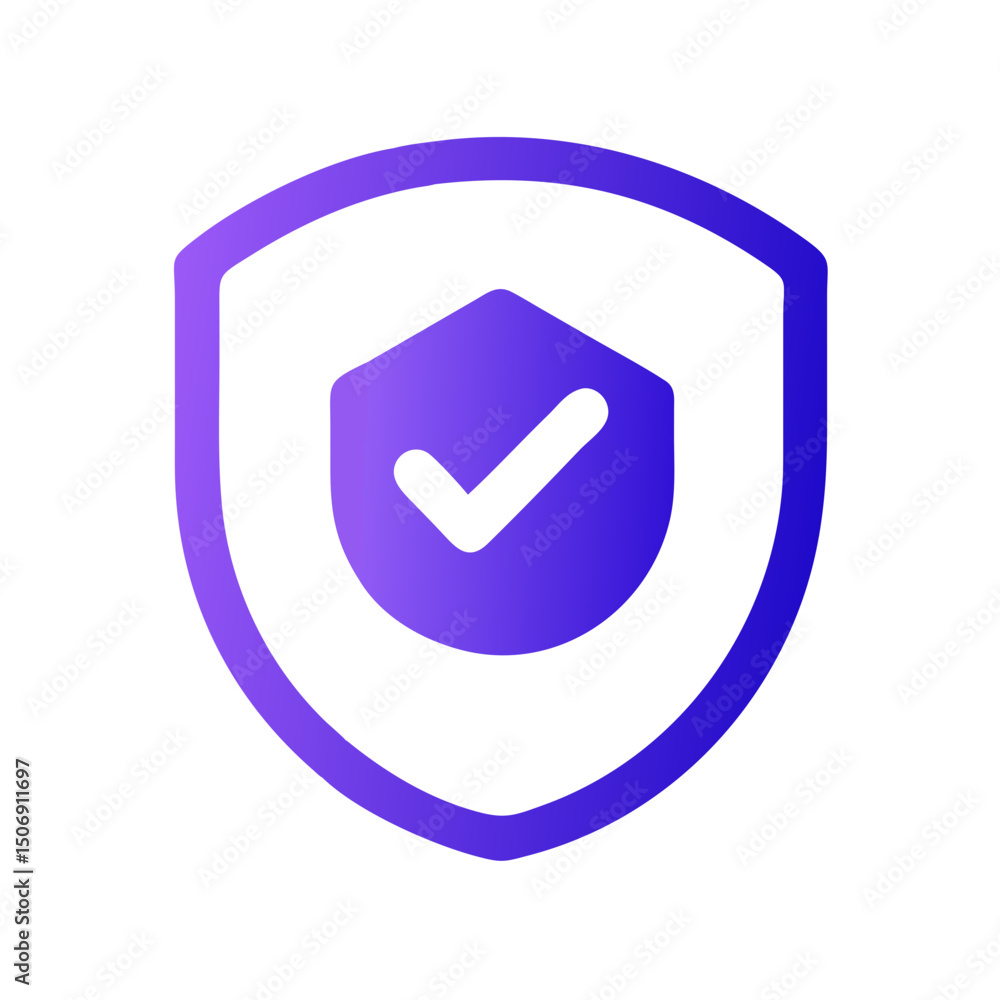 Poster blue gradient shield with checkmark for security assurance
