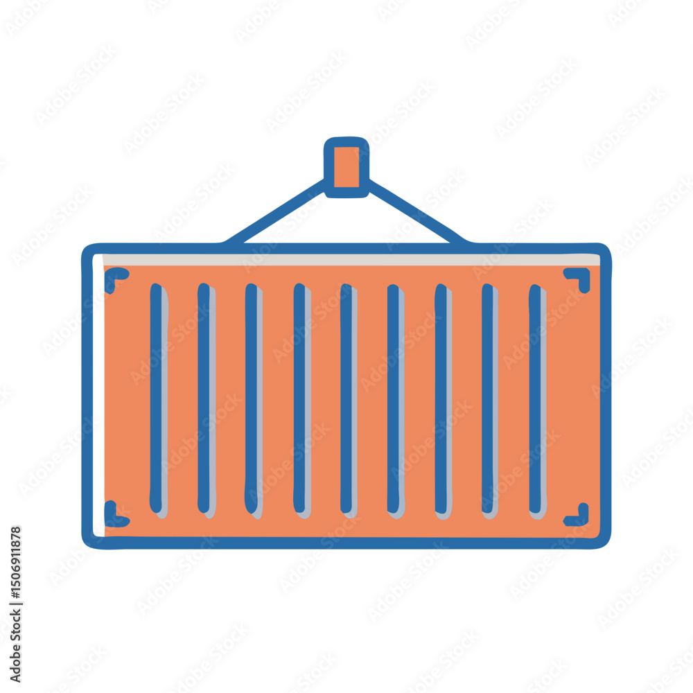 Poster stylized shipping container graphic with simple lines and colors