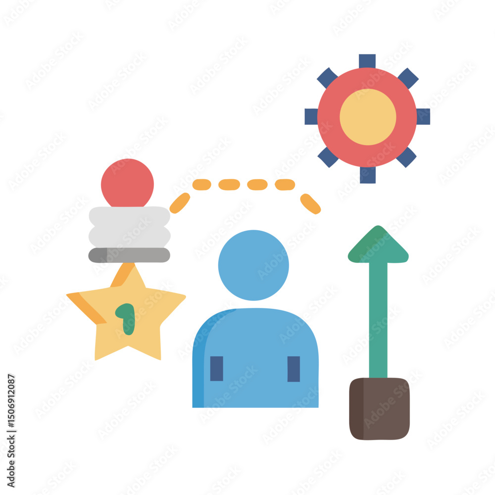 Poster conceptual flat design image of progress and achievement