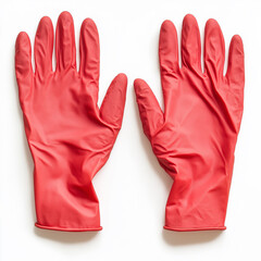 a pair of red rubber  glove on a isolated white
