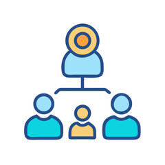 Stylized organizational chart showing hierarchy and team structure