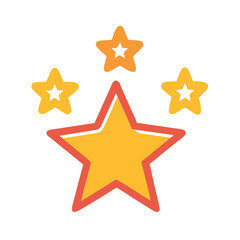 Three stars symbolizing quality, rating, success, achievement on White