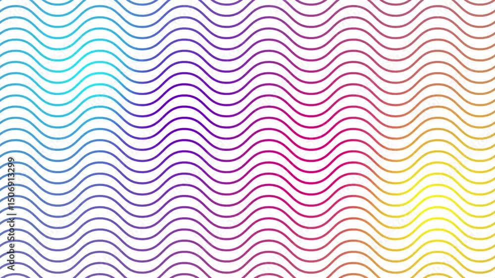 Wall mural animated colorful wavy lines. linear background. decorative pattern. looped video. vector illustrati