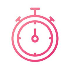 Stopwatch icon in pink gradient on White Background