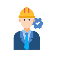 Engineer with hard hat and gear depicting certification approval