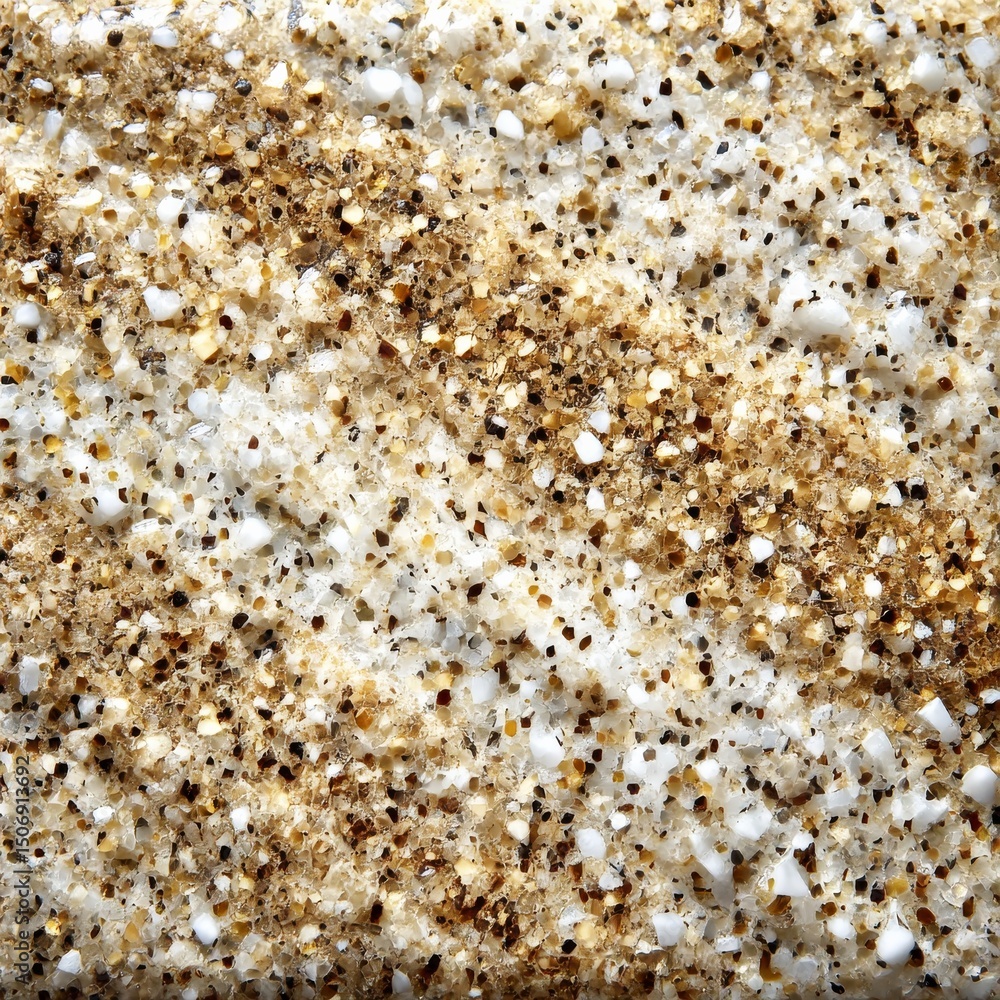 Aufkleber detailed close-up of a beige and white composite material texture with irregular speckles and grains