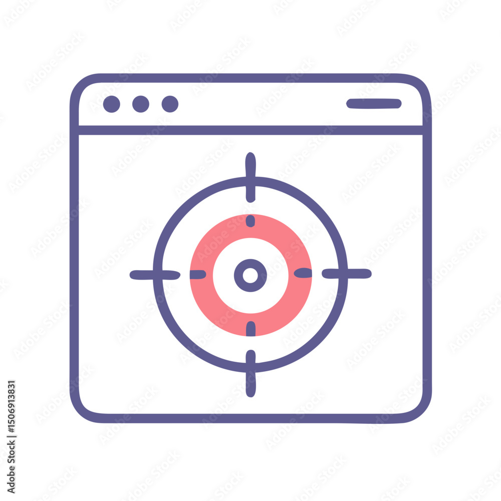 Poster browser window with target symbol centered for digital focus