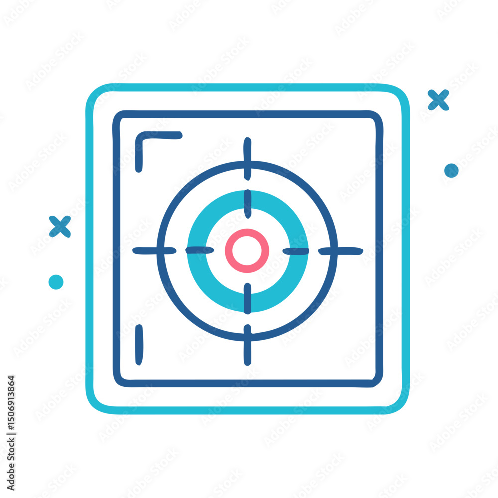 Poster stylized targeting graphic with focus on a centralized target