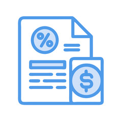 Financial document with percentage sign and dollar coin icon