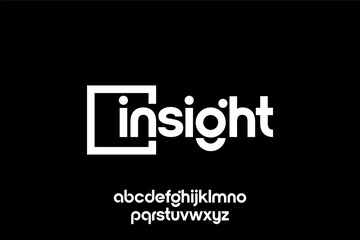 word insight ,  modern minimalist  geometric circular font with rounded edges.