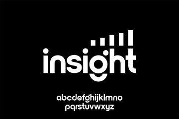 word insight ,  modern minimalist  geometric circular font with rounded edges.