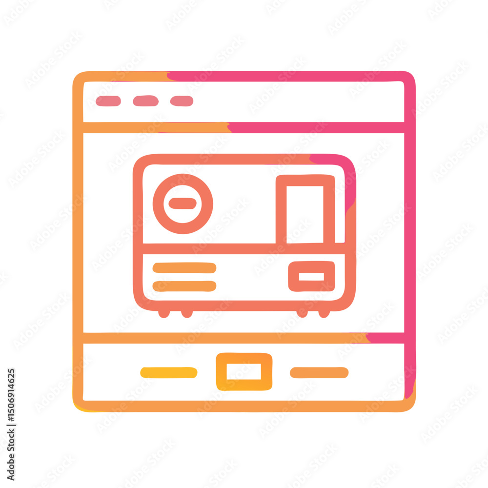 Poster stylized website window frame with inner frame elements