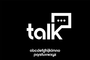 word talk ,  modern minimalist  geometric circular font with rounded edges.