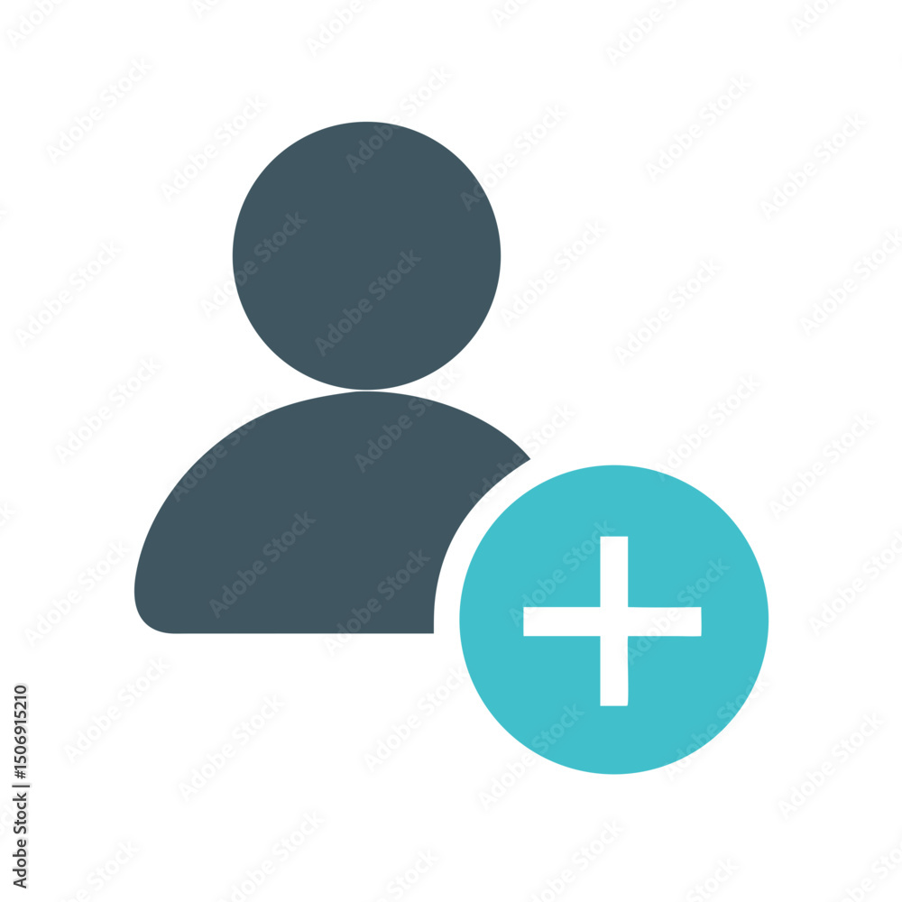 Poster add new user icon with plus symbol circle shape