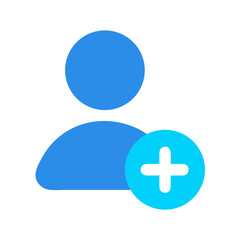 Add user icon in flat design on White Background