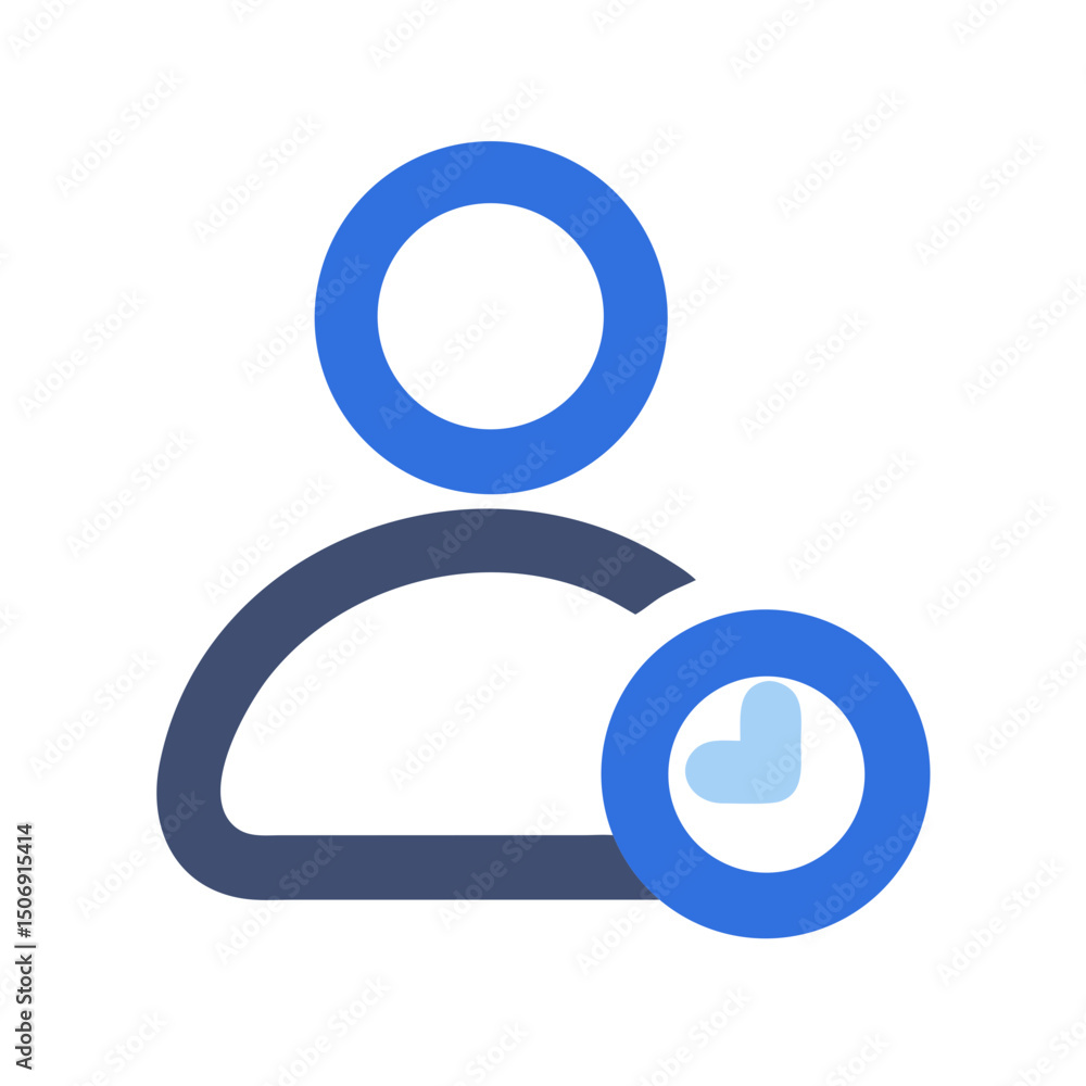 Poster user account availability icon with clock symbol on white