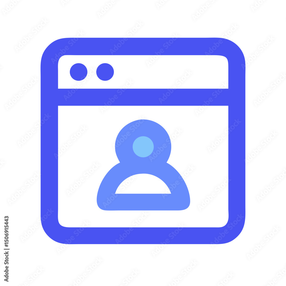 Poster user account interface icon on a web window screen