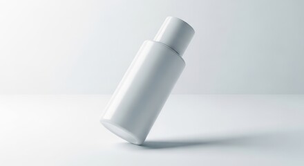 A sleek, minimalist white cosmetic bottle against a clean background, perfect for showcasing product branding. This design conveys elegance and sophistication.
