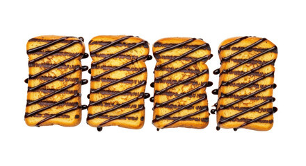 Isolated French Toast with Chocolate Syrup Stacked