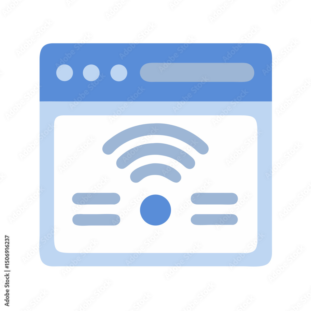 Poster web browser window displaying wifi signal connection graphic
