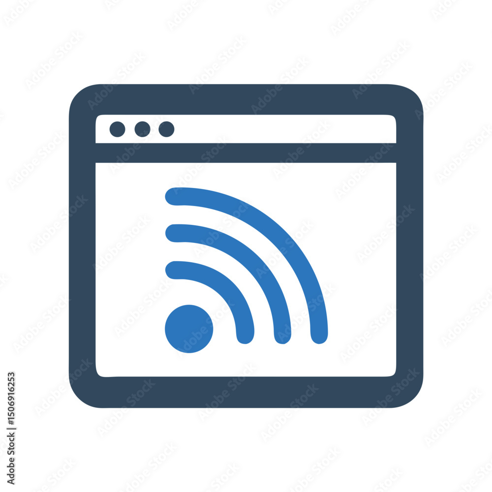Poster web browser window displaying wireless connection signal icon graphic