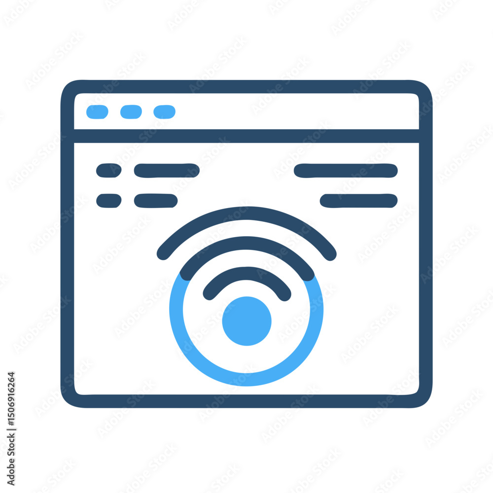 Poster isolated browser window with wifi signal symbol inside on white