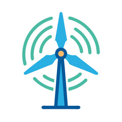 Clean energy wind turbine icon on White Background
