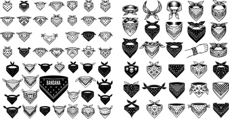 Collection of stylish bandana icons designed for various fashion and lifestyle themes