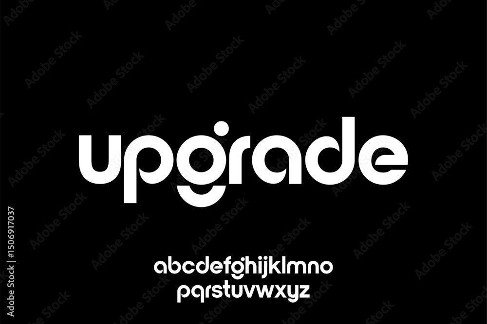 Fototapete word upgrade . modern minimalist geometric circular font with rounded edges.