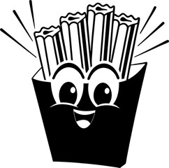 Cute cartoon character with happy expression holding churros