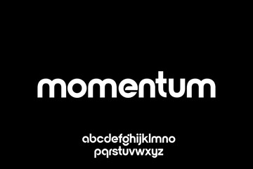 word momentum . modern minimalist  geometric circular font with rounded edges.