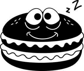 Cute cartoon dessert with smiling face and closed eyes, evoking joy and sweetness