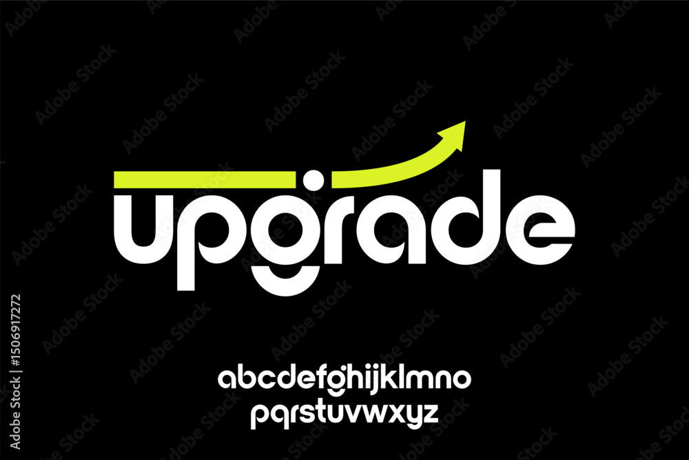 Fototapete word upgrade . modern minimalist geometric circular font with rounded edges.