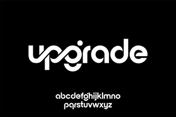 word upgrade . modern minimalist  geometric circular font with rounded edges.