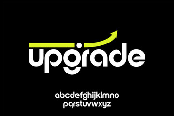 word upgrade . modern minimalist  geometric circular font with rounded edges.