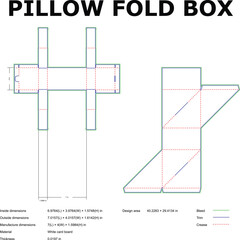 Pillow fold box template diagram design dimensions measurements