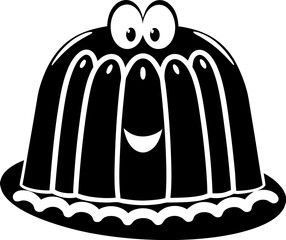 Cute jelly dessert with smiling face and cartoonish eyes, perfect for children parties