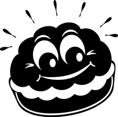 Cute smiling dessert character with cheerful expression and fluffy texture
