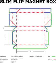 Slim flip magnet box template design diagram white card stock